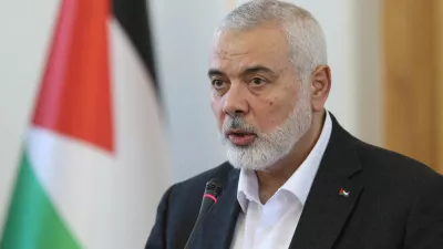 FILE PHOTO: Palestinian group Hamas' top leader, Ismail Haniyeh speaks during a press conference in Tehran, Iran, March 26, 2024. Majid Asgaripour/WANA (West Asia News Agency) via REUTERS/File Photo ATTENTION EDITORS - THIS PICTURE WAS PROVIDED BY A THIRD PARTY.
