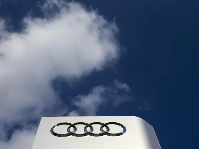 The Audo logo is seen at the entrance of the Audi powerplant in Brussels, Belgium September 28, 2015. Volkswagen, facing a scandal for the falsification of U.S. emissions tests has said 11 million cars worldwide had defeat devices installed, including 2.1 million of Audi of models A1, A3, A4, A5, A6, TT, Q3 and Q5. REUTERS/Yves Herman