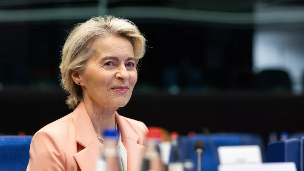 17 September 2024, France, Strassburg: European Commission President Ursula von der Leyen sits in the European Parliament building ahead of the Conference of Presidents. The heads of state and government had previously nominated candidates for the College of Commissioners. Photo: Philipp von Ditfurth/dpa