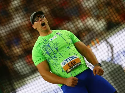 Athletics - World Athletics Championship - Men's Discus Throw Final - National Athletics Centre, Budapest, Hungary - August 21, 2023 Slovenia's Kristjan Ceh reacts REUTERS/Kai Pfaffenbach
