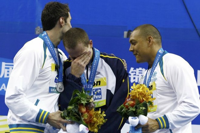 Foto: Oproščeni Cielo osvojil zlato medaljo in se zjokal, kajti znašel se je v nemilosti ostalih plavalcev