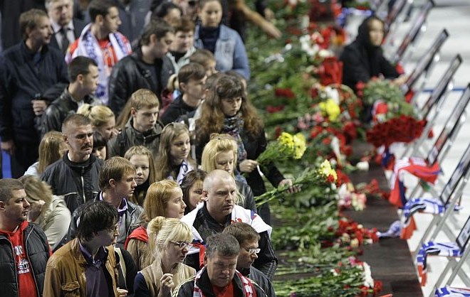 Foto: Žalna slovesnost za hokejiste, ki so v sredo v letalski nesreči izgubili življenje