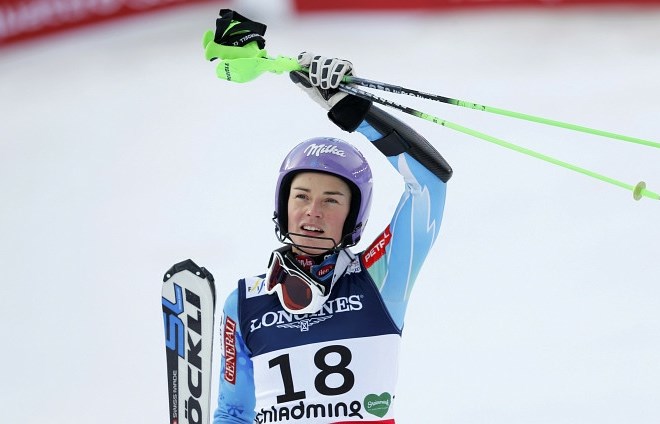 Tina Maze je z drugim mestom v veleslalomu osvojila že tretjo medaljo v Schladmingu. (Foto: Reuters) 