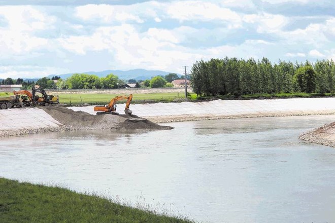 Sava po odstranitvi pregrade (na fotografiji) od konca maja mimo gradbišča HE Brežice teče po obtočnem kanalu, za katerega so...
