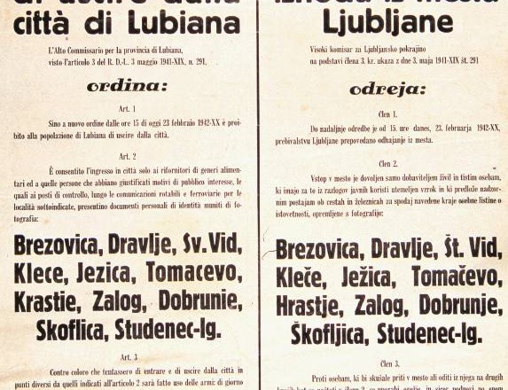 Visoki komisariat Ljubljanske pokrajine je 23. februarja 1942, ko so italijanski vojaki namestili žico, prepovedal izhod iz...