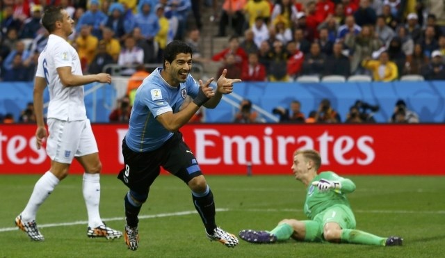 Suarez je v 39. minuti popeljal Urugvaj v vodstvo. (Foto: Reuters) 