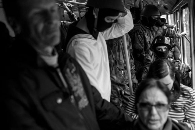 Ukrajina, Odesa - Proruski privrženci na tramvaju po končanih izgredih ob 70. letnici osvoboditve Odese izpod nacizma. 10....