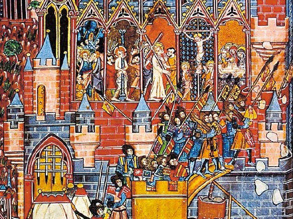 Obleganje Jeruzalema, kot ga je na ilustraciji iz 13. stoletja obeležil neznani avtor. Frankovska vojska je leta 1099 prišla...