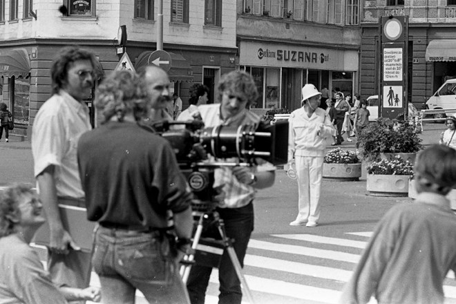 Snemanje filma Poletje v Školjki na Tromostovju leta 1987 
