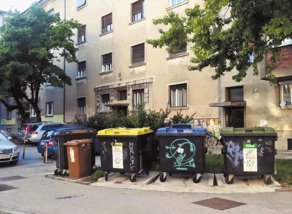 V nekaterih blokih smetnjakov ne morejo postaviti nikamor drugam kot na ulico. 