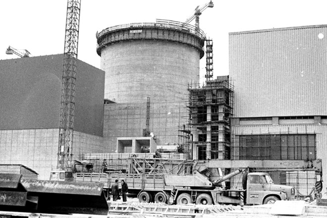 Gradbišče Jedrske elektrarne Krško leta 1978 