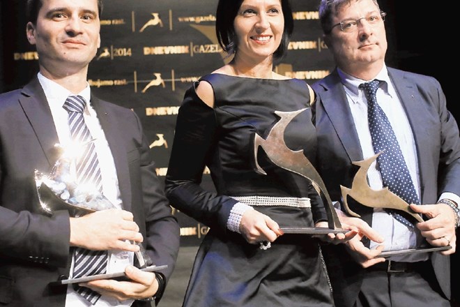 Gazela 2014: Andrej Novak, direktor SMT, srebrne gazele, Tanja Skaza, direktorica Plastike Skaza, zlate gazele, in Igor Jarc,...