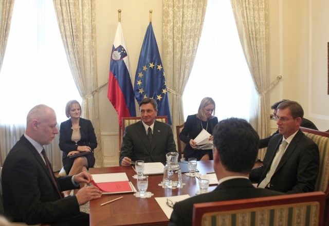 Milan Brglez, predsednik DZ, Borut Pahor, predsednik države, Miro Cerar, predsednik vlade, in Mitja Bervar, predsednik DS....