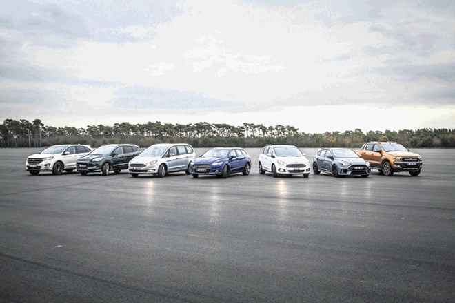 Edge, kuga, galaxy, mondeo, S-max, focus RS in ranger (od leve proti desni) so Fordovi predstavniki s štirikolesnim pogonom....