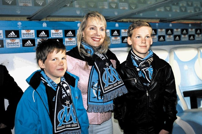 Margarita Louis - Dreyfus s sinovoma Kyrilom in Mauriceom na tekmi Olympiqua