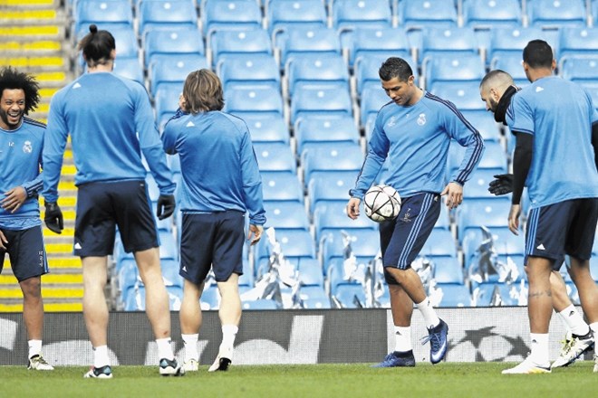 Na zadnjem treningu Reala Madrida pred prvo polfinalno tekmo proti Manchestru Cityju je vladalo prešerno vzdušje.