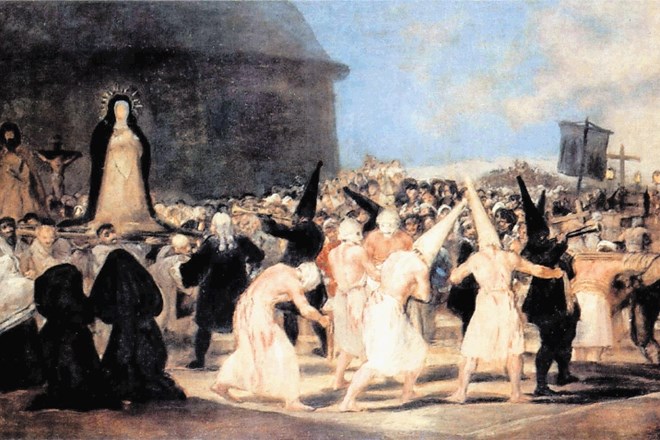 Slika Francisca de Goye, ki je nastala med letoma 1812 in 1814, prikazuje spokorniško procesijo, ki jo je slikar najbrž videl...