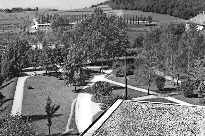 Takšen je bil pogled na mestni park pred gradnjo Kulturnega centra Janeza Trdine leta 1977.