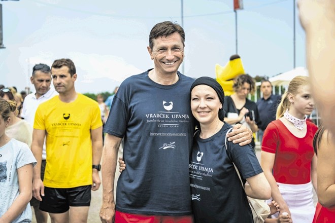 Predsednik države Borut Pahor v družbi kotalkarice in borke Lucije Mlinarič