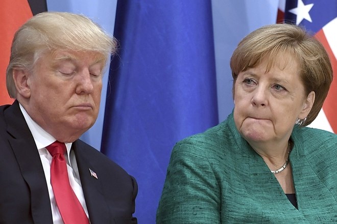 Ameriški predsednik Donald Trump in nemška kanclerka Angela Merkel.