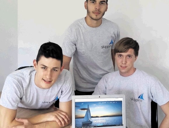 Podjetniška ekipa s Ptuja, ki s projektom Skippero ponuja platformo za najem skiperjev. Na fotografiji z leve proti desni so:...