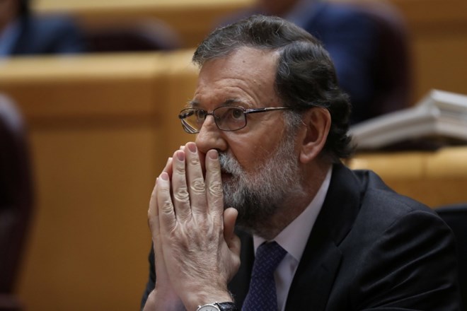 Španski premier Mariano Rajoy med današnjim zasedanjem senata v Madridu.
