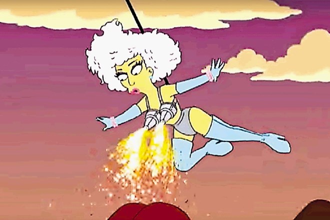 Lady Gaga na Super Bowlu, kot so jo vnaprej videli v Simpsonovih.
