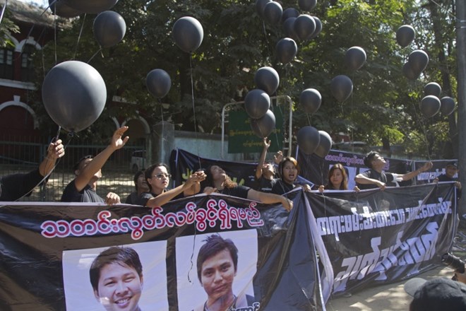 Protest novinarjev v Mjanmaru
