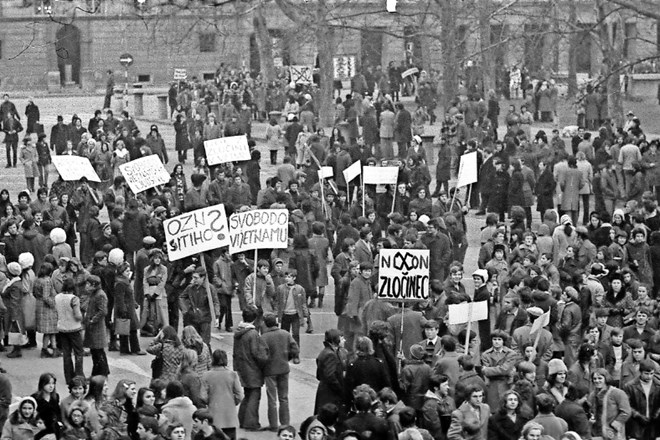 Protiameriške demonstracije v Ljubljani 10. decembra 1968 proti vojni v Vietnamu ter za človekove pravice in mir.