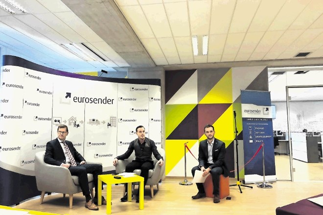 Achim Taylor (levo) in Tim Potočnik (na sredini) sta govorila o prednostih lastniškega povezovanja Eurosenderja in Pošte...