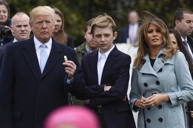 Ameriška prva družina: Donald, Barron in Melania Trump.