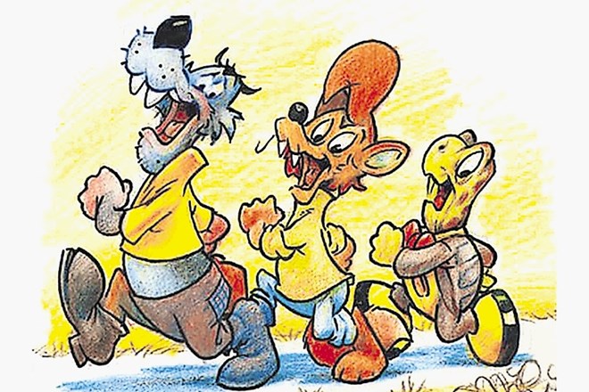 Trije legendarni stripovski liki Mikija Mustra so seveda Lakotnik, Zvitorepec in Trdonja (od leve proti desni).