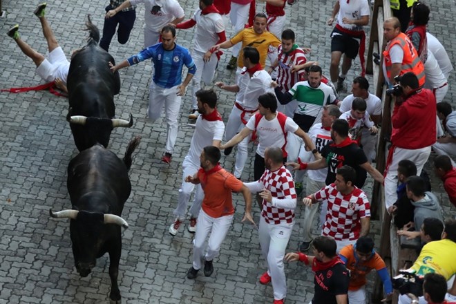 #foto V Španiji tekli pred biki, poškodovanih 42 ljudi
