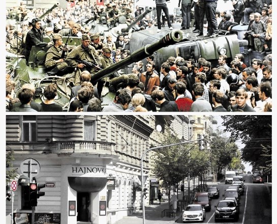 Takrat in danes: pred petdesetimi leti so Čehoslovaki v središču Prage obkrožili sovjetske tanke in mahali z zastavami na...
