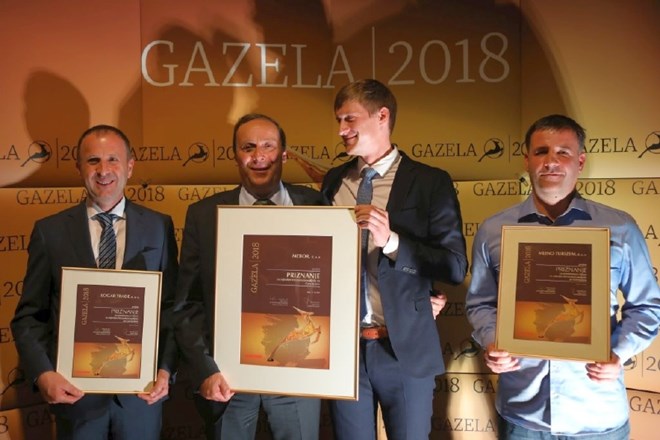 Priznanja za najboljše: (od leve) Zdravko Logar, Boris Mesec, Simon Mesec in Gregor Sebanc.