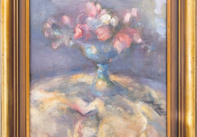 Najvišjo izklicno ceno na dražbi DLUL ima umetnina Riharda Jakopiča Vaza s cvetjem (50,7 x 37,7 cm, olje na platnu, okoli...