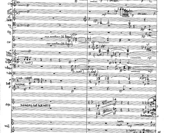 Šesta stran partiture opere Antigona skladatelja Tomaža Sveteta, letošnjega nagrajenca Prešernovega sklada
