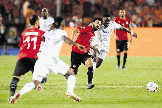 Egipčan Mohamed Salah (v rdečem) je proti Kongu dosegel svoj prvi zadetek na afriškem prvenstvu.