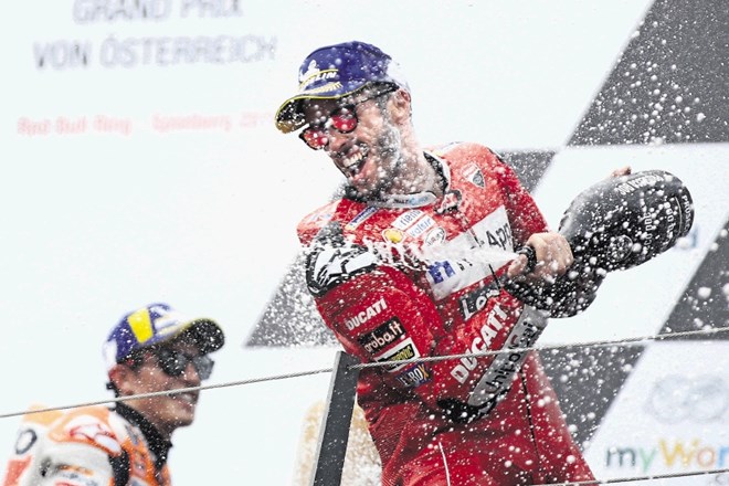 Andrea Dovizioso si je po zmagi na napeti dirki v Avstriji dal duška.