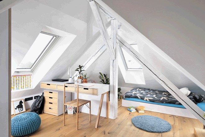 Strešna okna v mansardah omogočajo v prostorih prijetno, zenitno svetlobo.