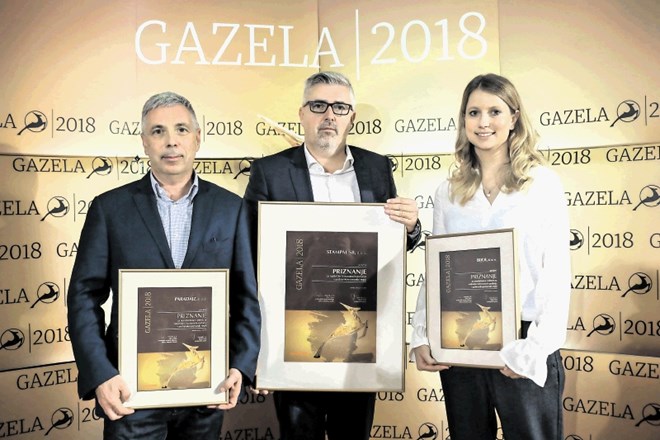 Lovoriko podravsko-pomurske gazele je lani prejelo podjetje Stampal SB (direktor Urh Knuplež, na sredini), nominirani pa sta...
