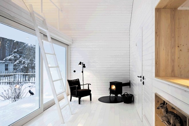 Leseni interjer sodobne počitniške hišice, arhitektura: Atelier ST