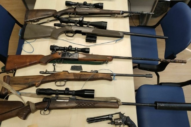 Policisti v Medvodah in Hrastniku zasegli orožje in konopljo