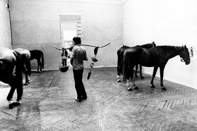 Na retrospektivni razstavi se bodo spomnili tudi prelomne instalacije Jannisa Kounellisa z dvanajstimi konji ob koncu 60....