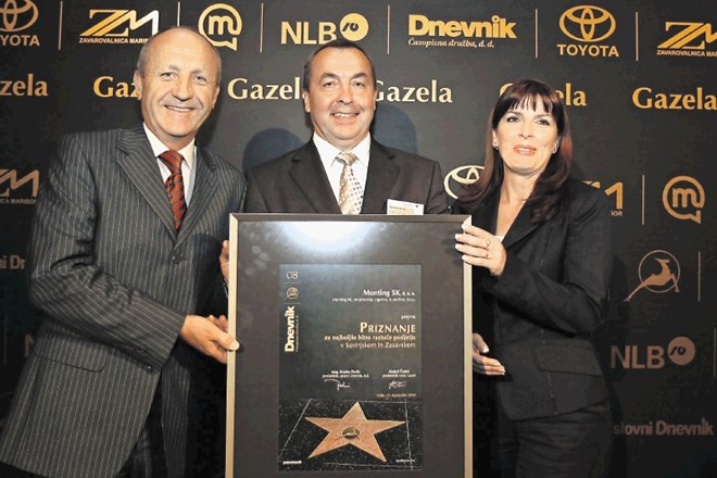 Podjetje Monting  z direktorjem Silvestrom Knezom na čelu (na sredini) je regijska gazela postalo leta 2008.