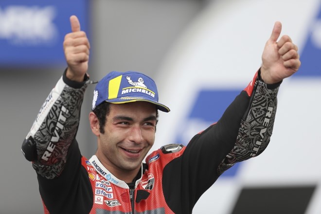 Danilo Petrucci (Ducati) je zmagovalec dirke svetovnega prvenstva v motociklizmu za VN Francije v Le Mansu
