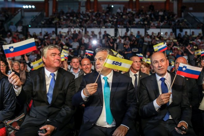 Evropski poslanec Milan Zver, madžarski predsednik vlade Viktor Orban, predsednik SDS in slovenske vlade Janez Janša.