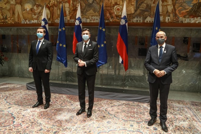 Predsednik Državnega zbora Igor Zorčič, predsednik republike Borut Pahor in predsednik vlade Janez Janša.
