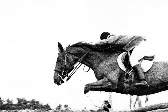 Konj skok, fotografija je nastala na Hipodromu Stožice. Mojster priznava, da je posebno težko fotografirati konje. »Sprednja...