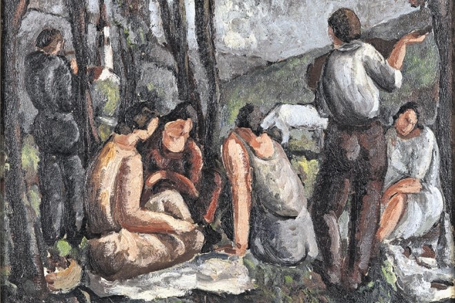 Jože Gorjup, Piknik, olje na platnu, 1931. Galerija Božidrja Jakca, Kostanjevica na Krki.